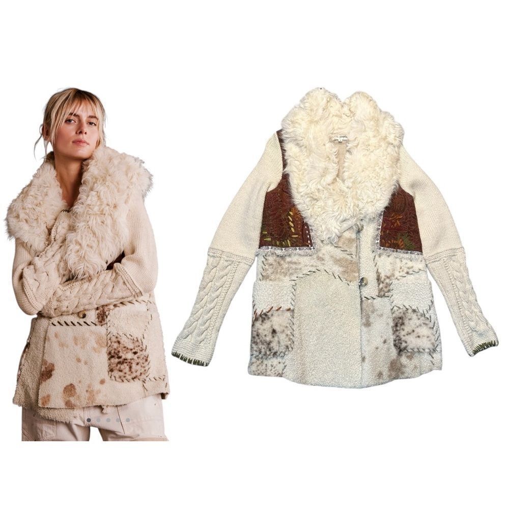 Nigel Preston Lambskin & Wool Knit Patchwork Artisan Jacket Size Small NWT